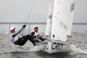 RIO DE JANEIRO, BRAZIL - AUGUST 10:  Sime Fantela of Croatia and Igor Marenic of Croatia compete in the Men's 470 class on Day 5 of the Rio 2016 Olympic Games at the Marina da Gloria on August 10, 2016 in Rio de Janeiro, Brazil.  (Photo by Ezra Shaw/Getty Images)